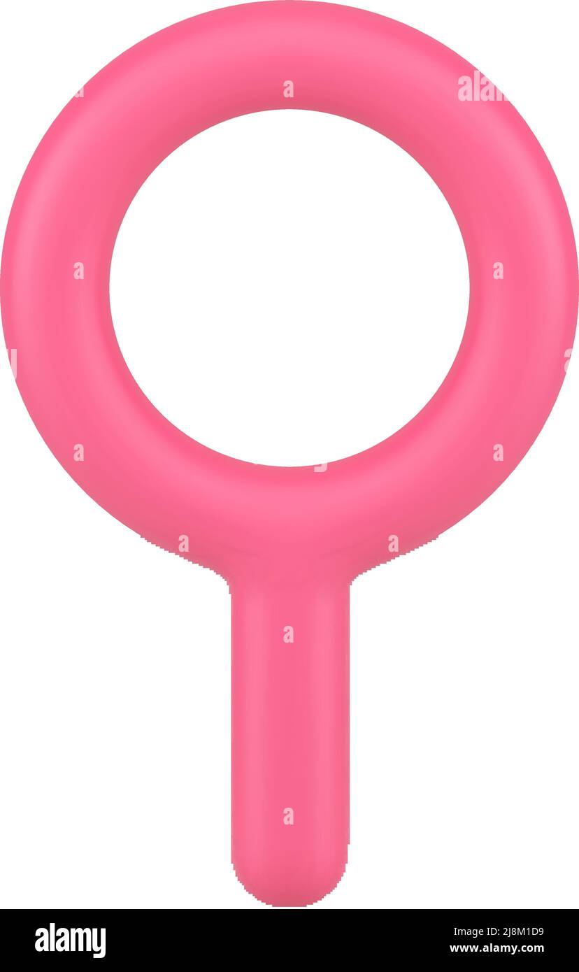 Vertical bright glossy magnifying glass science research zoom examination realistic 3d icon