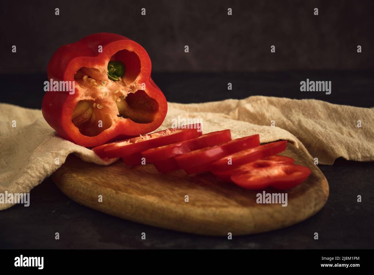 red sweet pepper sliced into rings Stock Photo - Alamy