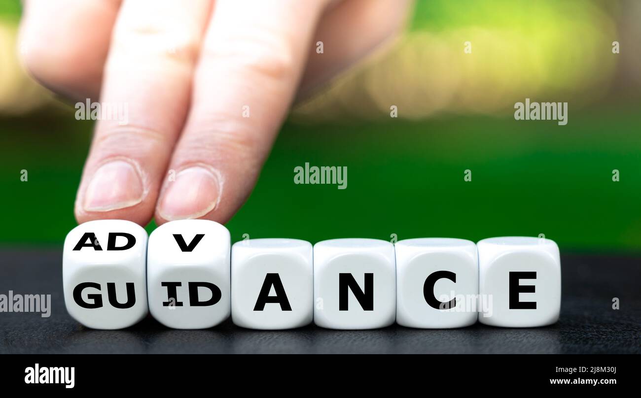 Cubes form the expression 'advance guidance'. Stock Photo