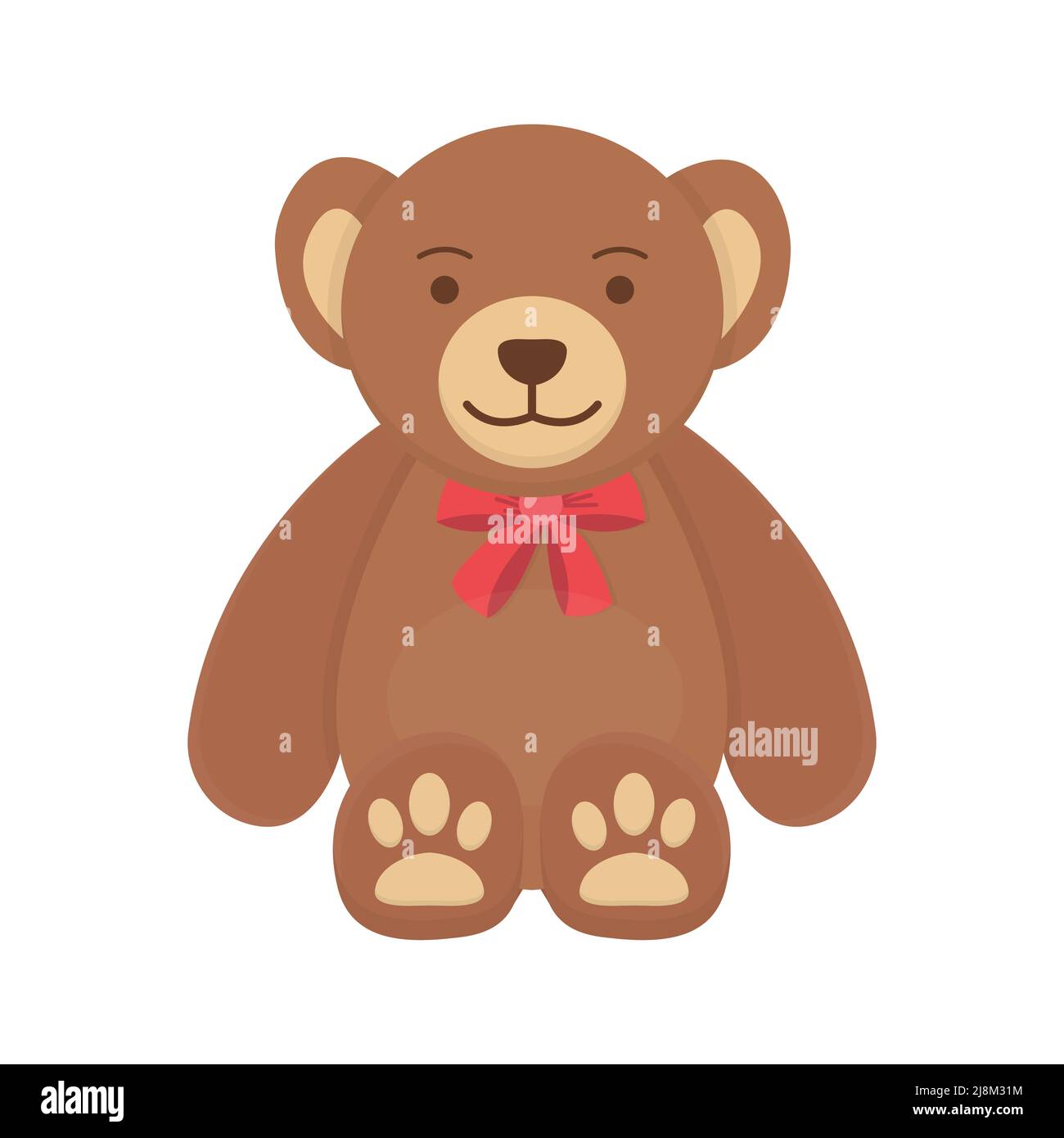 Vector illustration of a boy teddy bear with a red bow isolated on a ...