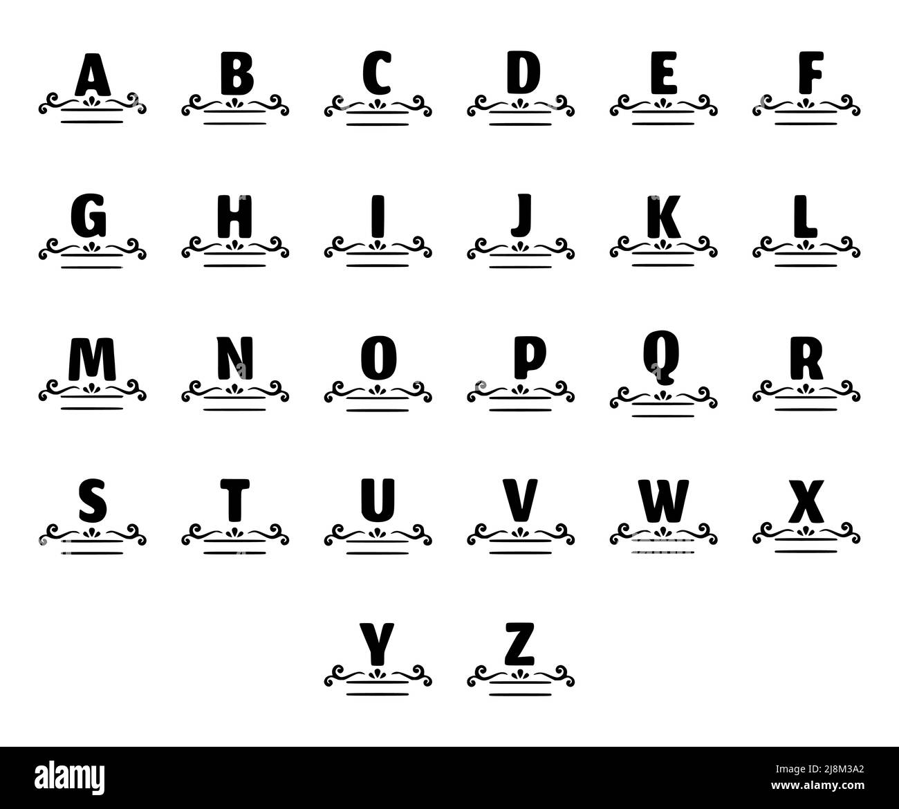 Vector set elegant name monogram isolated on white background. Creative