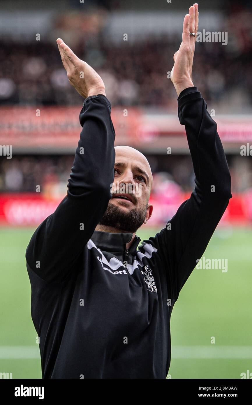 Silkeborg, Denmark. 16th May, 2022. The fans praise Robert Gojani of Silkeborg IF before the 3F Superliga match between Silkeborg IF and FC Midtjylland at Jysk Park in Silkeborg. (Photo Credit: Gonzales Photo/Alamy Live News Stock Photo