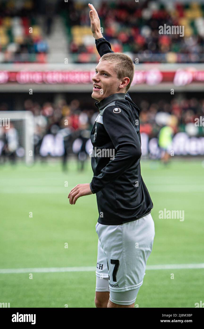 Silkeborg, Denmark. 16th May, 2022. The fans praise Sebastian Jorgensen of Silkeborg IF before the 3F Superliga match between Silkeborg IF and FC Midtjylland at Jysk Park in Silkeborg. (Photo Credit: Gonzales Photo/Alamy Live News Stock Photo