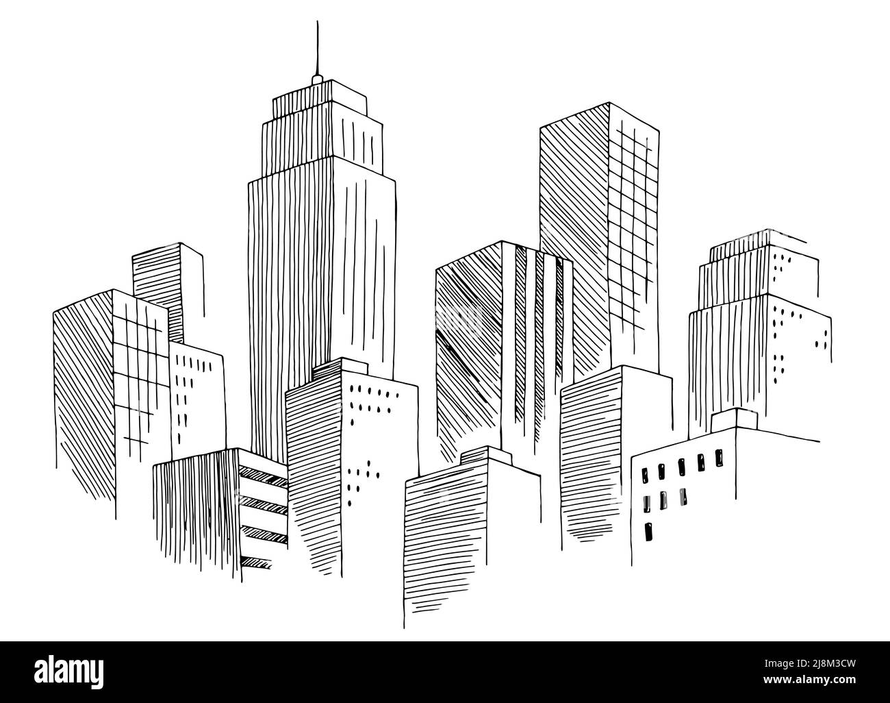 Cityscape illustration skyline Black and White Stock Photos & Images - Alamy
