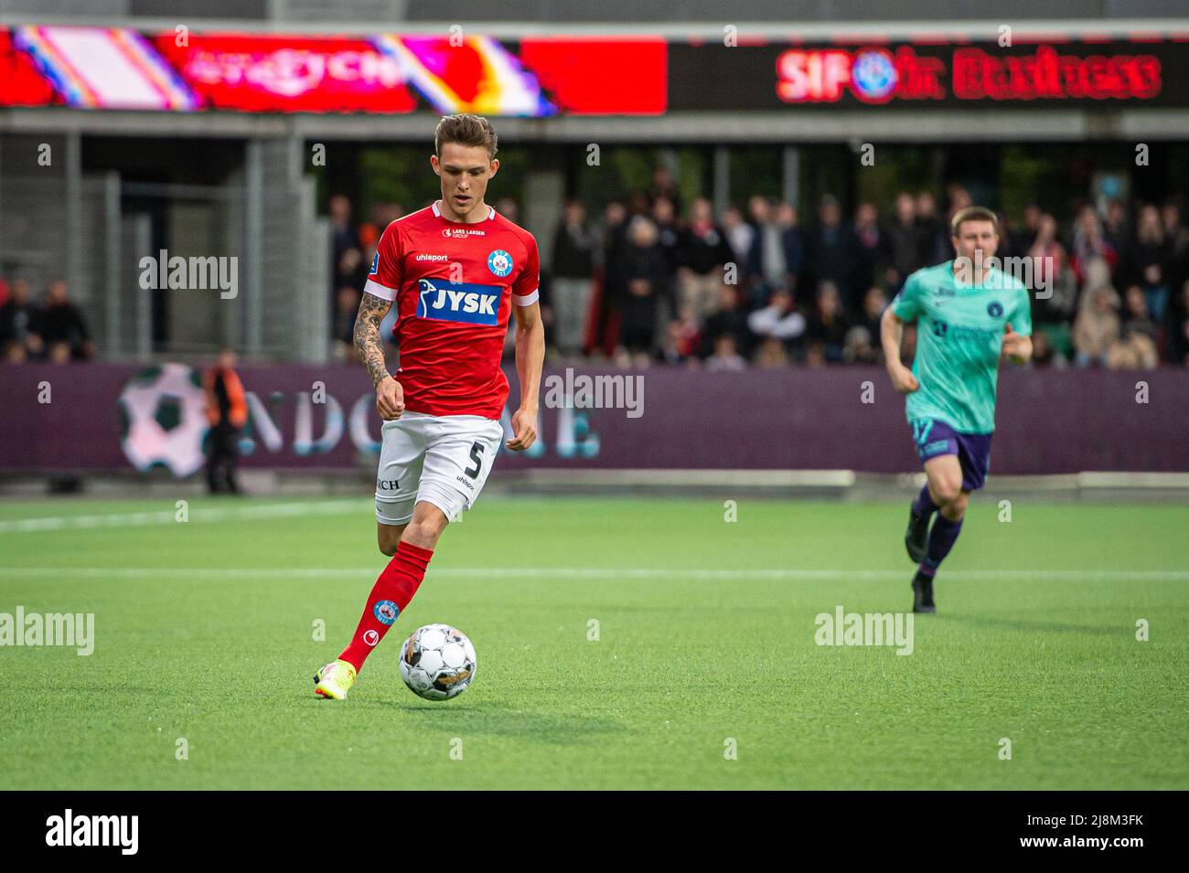 Silkeborg, Denmark. 16th May, 2022. Oliver Sonne (5) of Silkeborg IF seen during the 3F Superliga match between Silkeborg IF and FC Midtjylland at Jysk Park in Silkeborg. (Photo Credit: Gonzales Photo/Alamy Live News Stock Photo