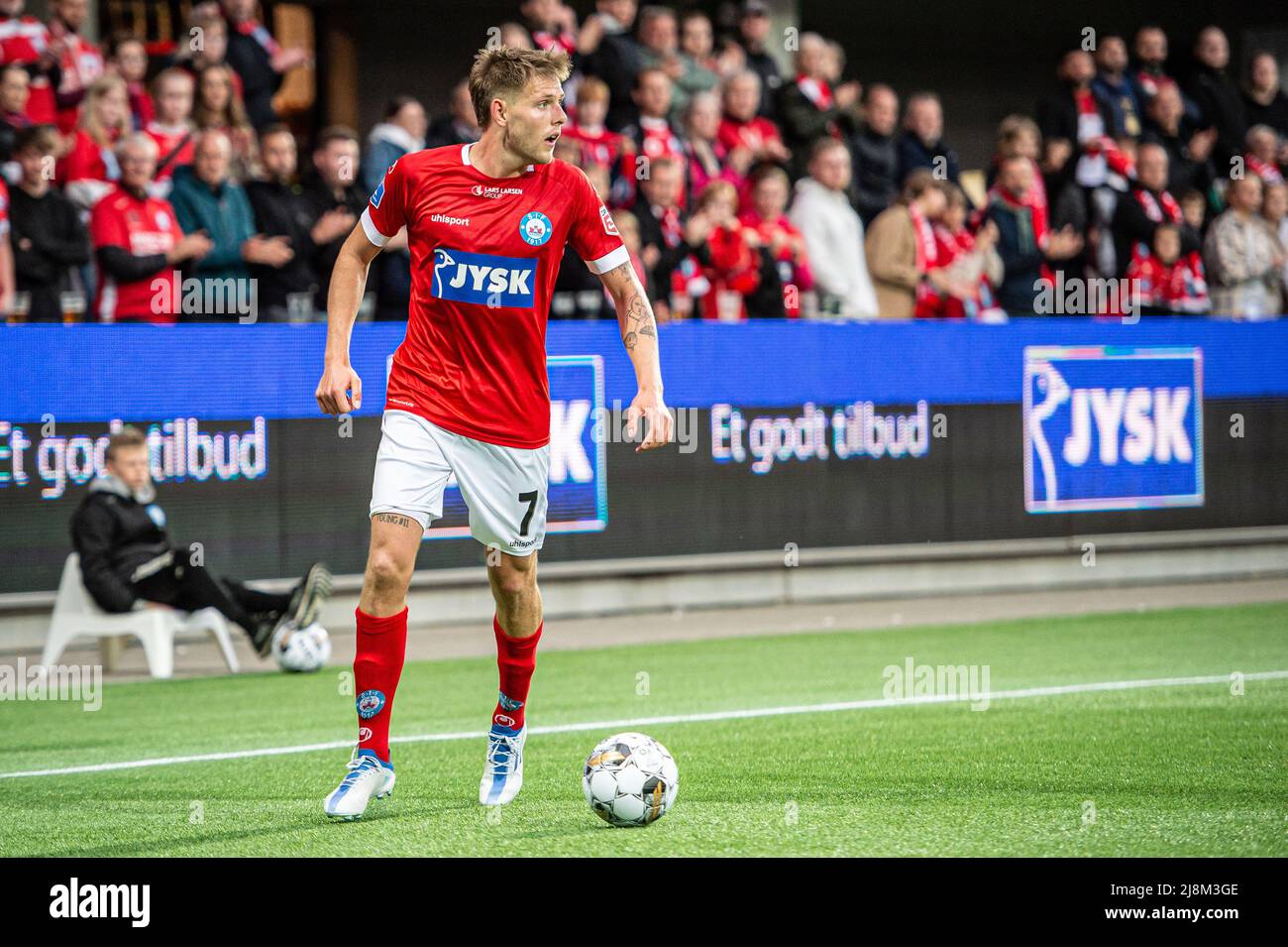 Silkeborg, Denmark. 16th May, 2022. Nicolai Vallys (7) of Silkeborg IF seen during the 3F Superliga match between Silkeborg IF and FC Midtjylland at Jysk Park in Silkeborg. (Photo Credit: Gonzales Photo/Alamy Live News Stock Photo