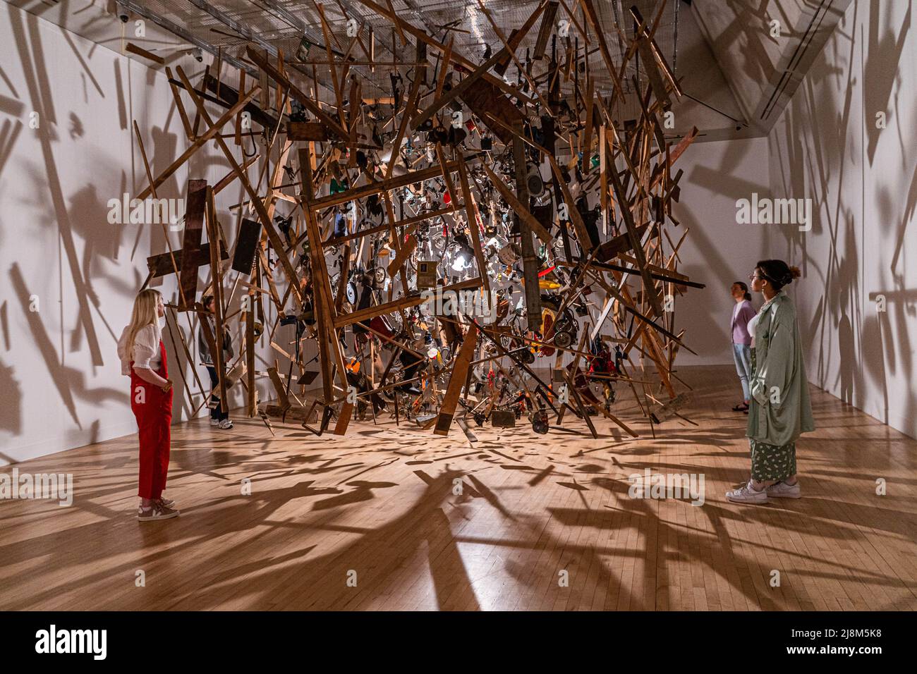 London UK, 17 May 2022. Cornelia Parker, Cold Dark Matter: An Exploded View  1991. TAn exhibition at Tate Britain which brings together the iconic  suspended works by British contemporary artists Cornelia Parker