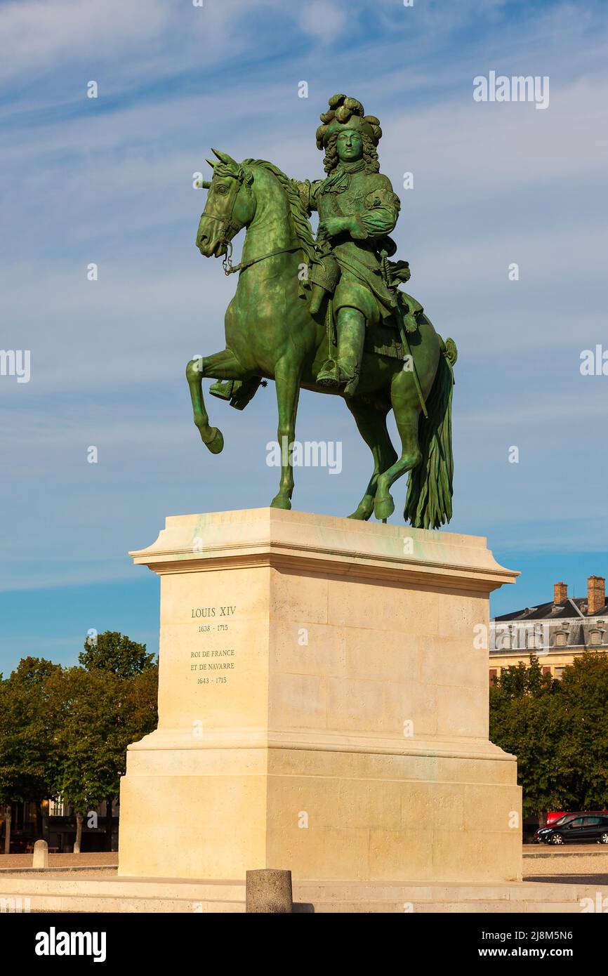 Equestrian statue of French King Louis the 14th at Versailles, France Stock Photo