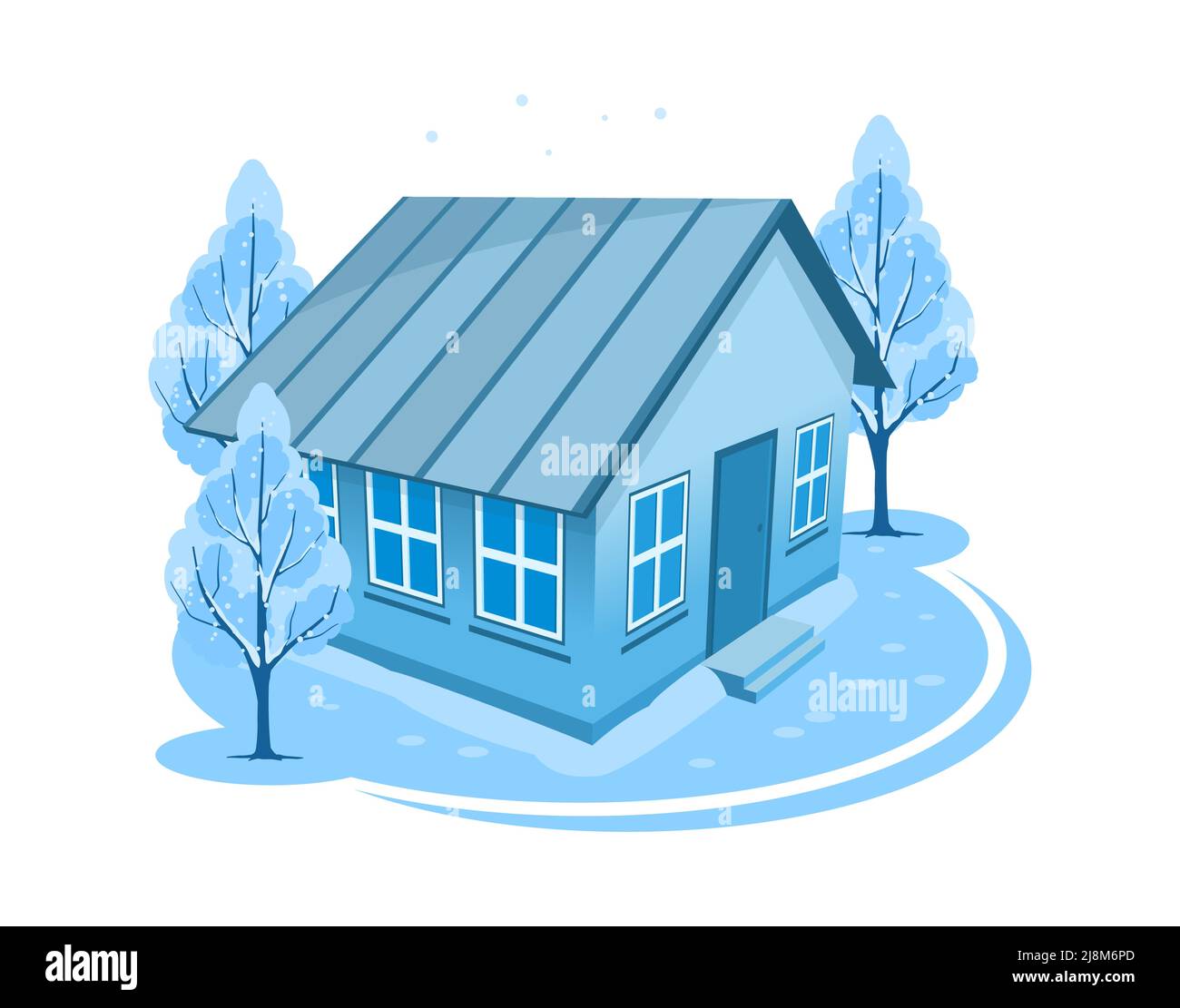 Winter landscape. House surrounded by trees Stock Vector Image & Art ...