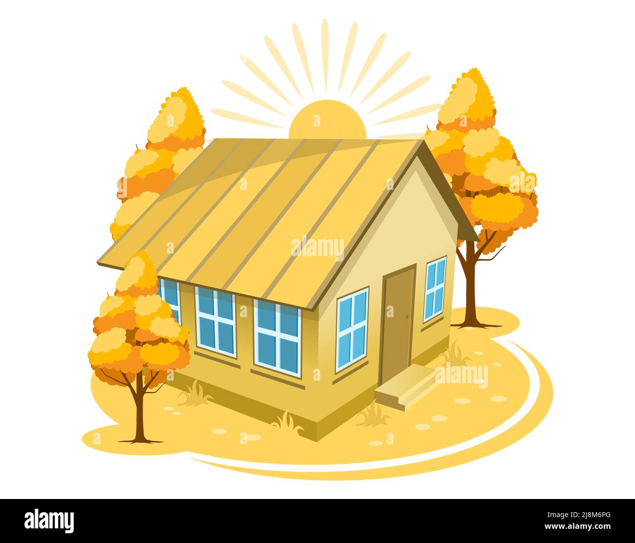 Autumn landscape. House surrounded by trees Stock Vector Image & Art ...