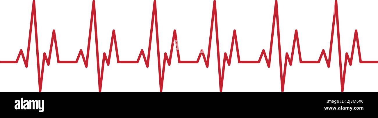 Heart pulse - curved red line on white background, medical tests ...