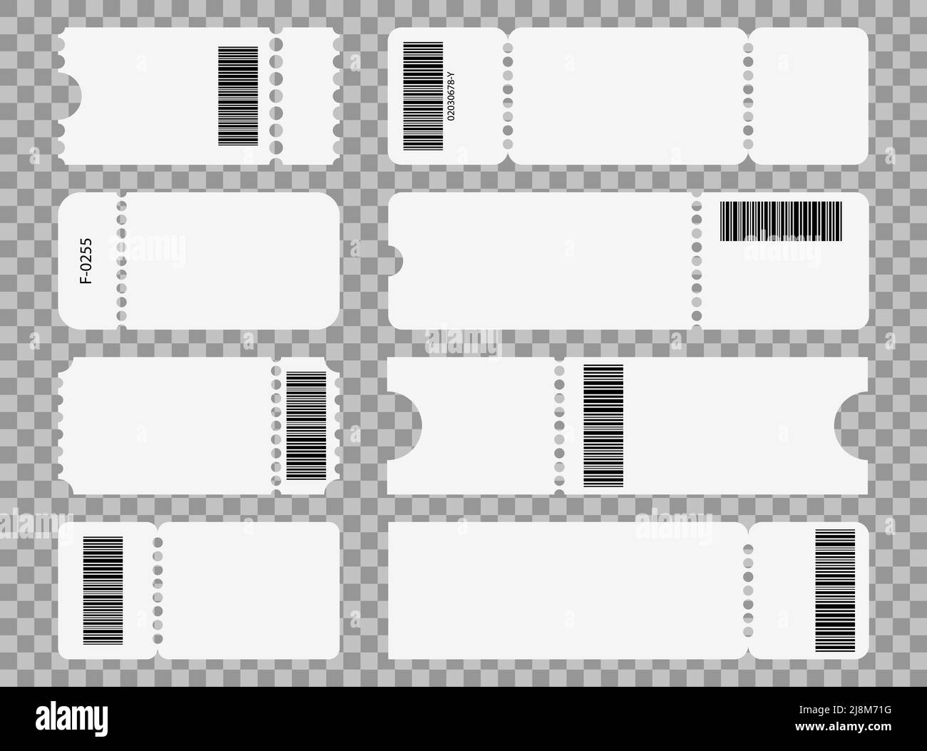 Ticket template set. Cinema, theater, concert and boarding tickets
