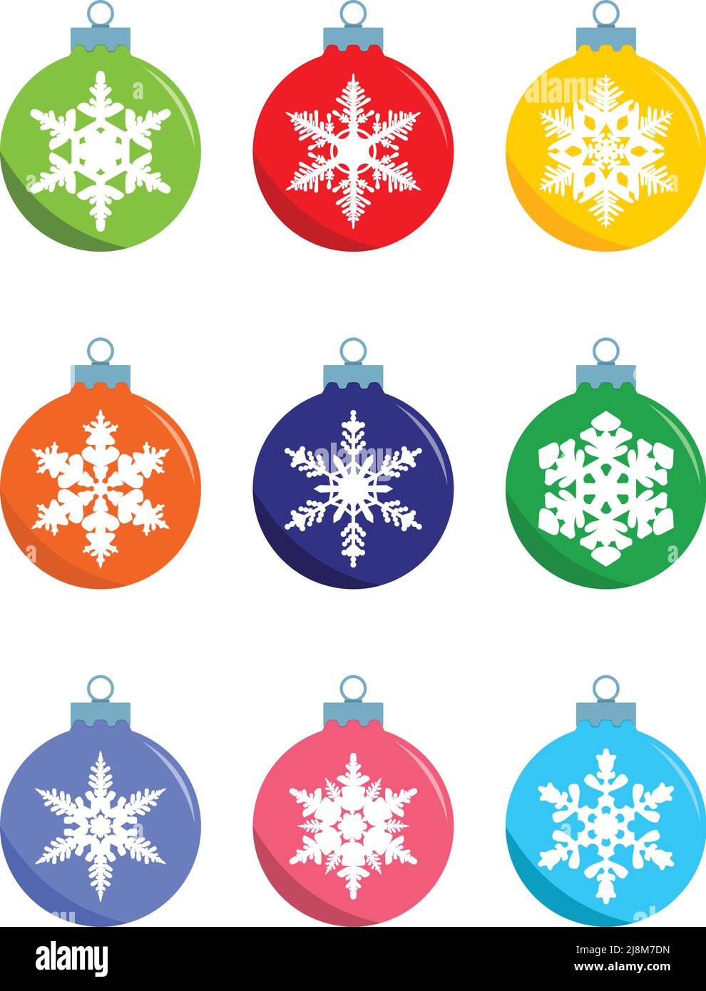 Set of christmas decorations balls in flat style on white background ...