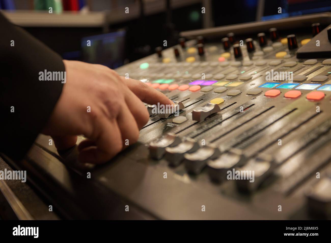 Modern Music Record Studio Control Desk with Automatic Equalizer Stock