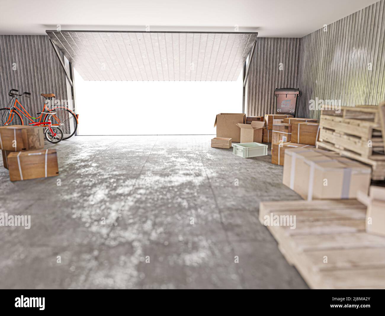 Self Storage unit with open metal door 3d illustration Stock Photo Alamy
