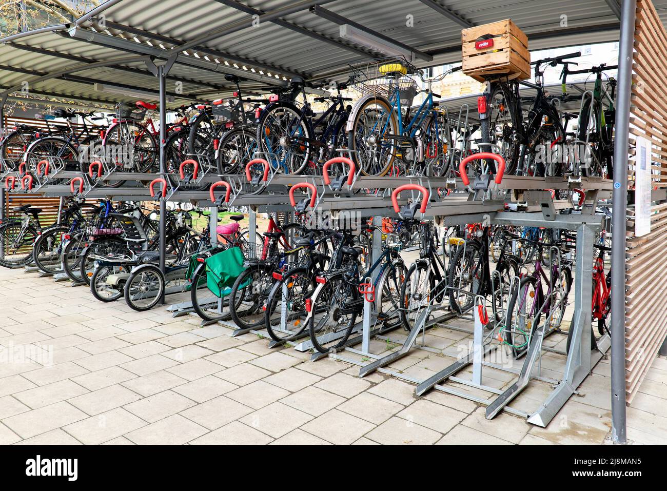 Germany Bavaria Munich. Bicycle parking Stock Photo