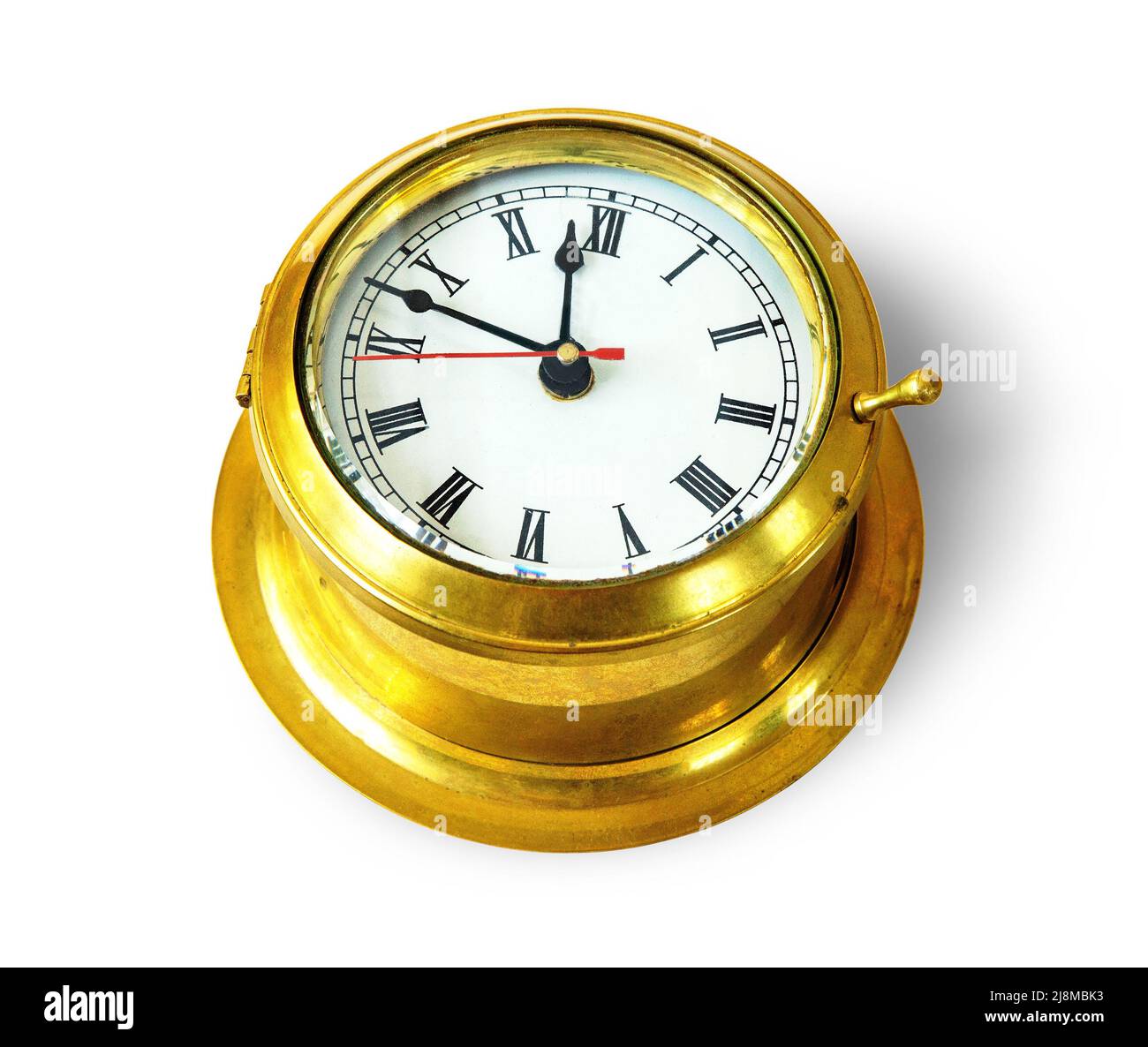Old vintage ship's clock. Isolated on white with clipping path Stock Photo Alamy