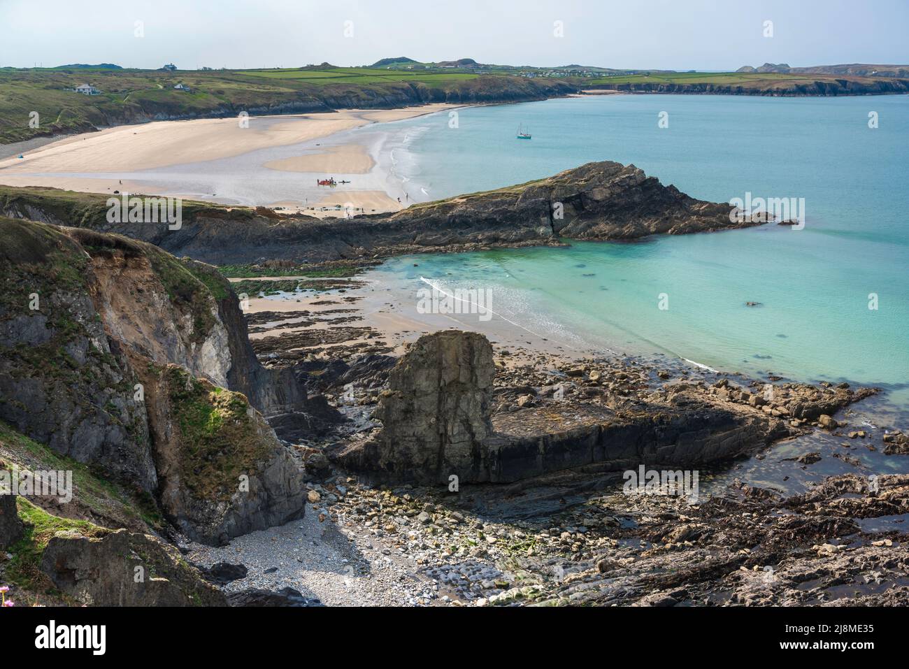 Pembrokeshire Coast, view of a typical coastal landscape in Pembrokeshire at Whitesands Bay, Wales, UK Stock Photo