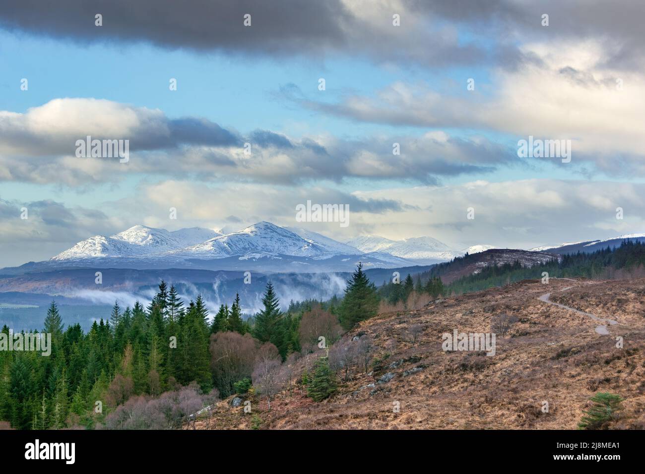 Hiking the Great Glen Way looking towards Fort Augustus Stock Photo