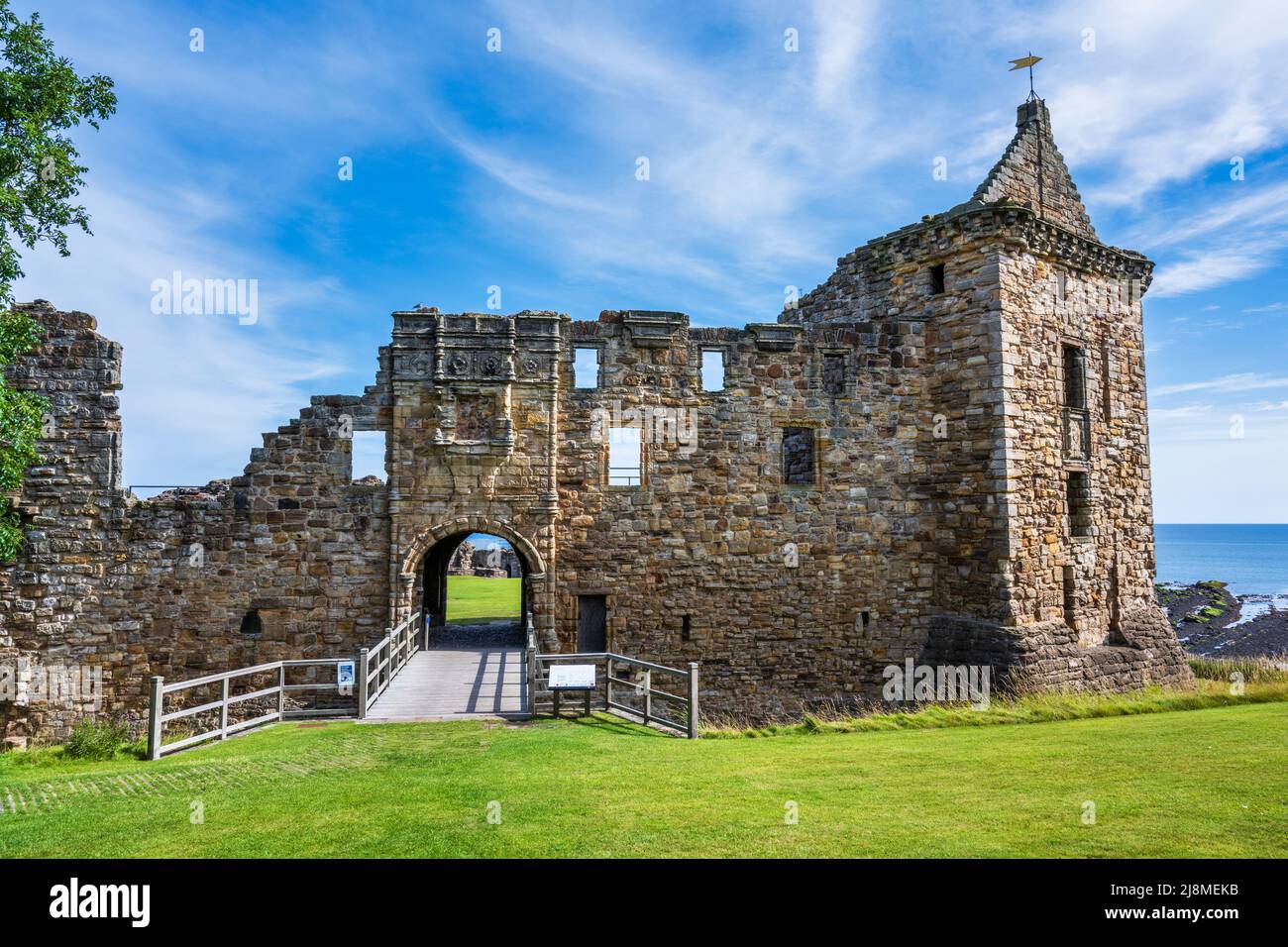 Entrance to St Andrews Castle in the Royal Burgh of St Andrews in Fife, Scotland, UK Stock Photo