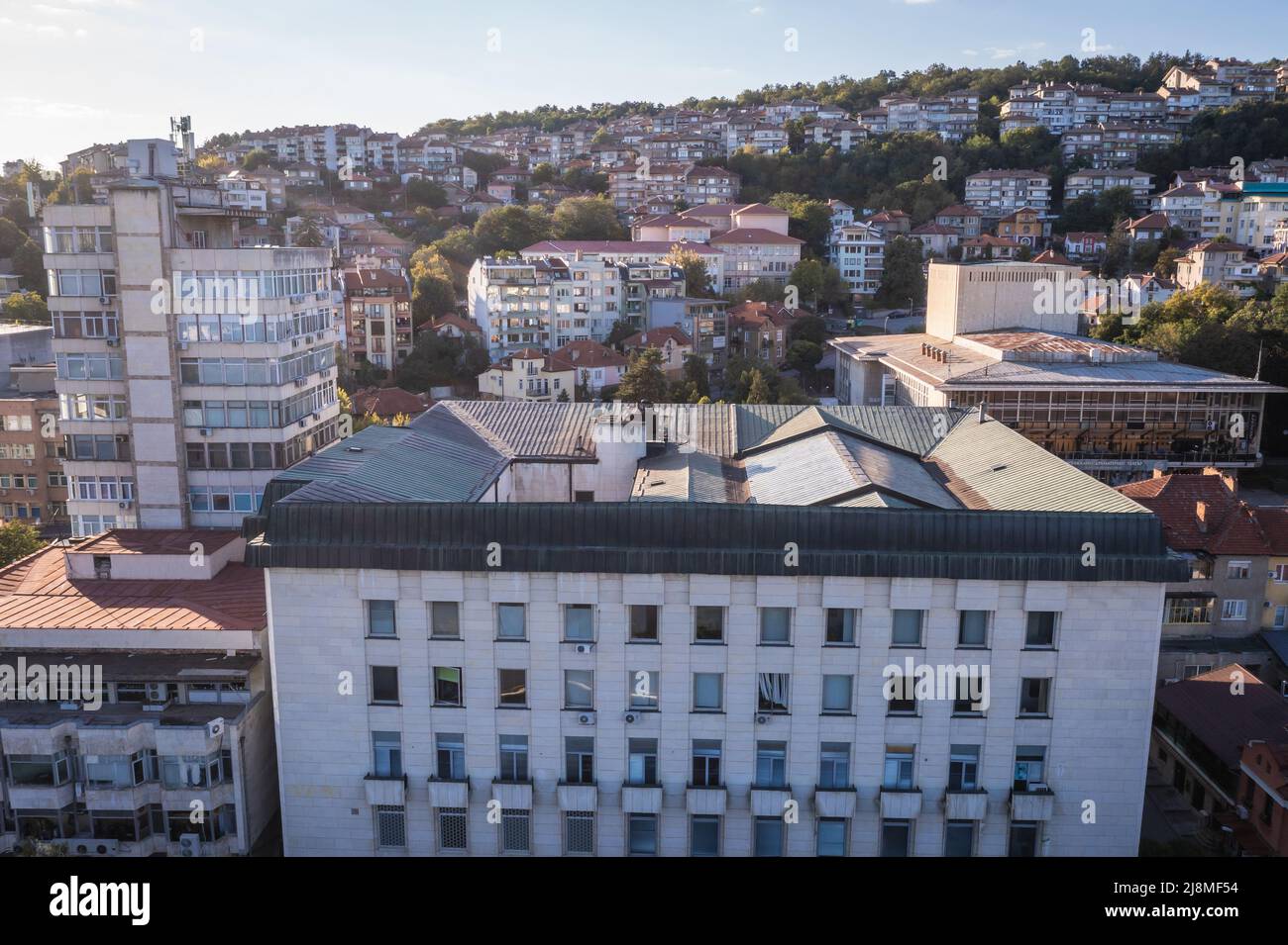 Aerial view of Veliko Tarnovo town, administrative centre of Veliko
