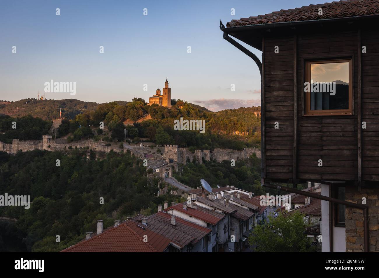 Tsarevets fortress with Patriarchal Cathedral of the Holy Ascension of the Lord in Veliko Tarnovo town in north central Bulgaria Stock Photo
