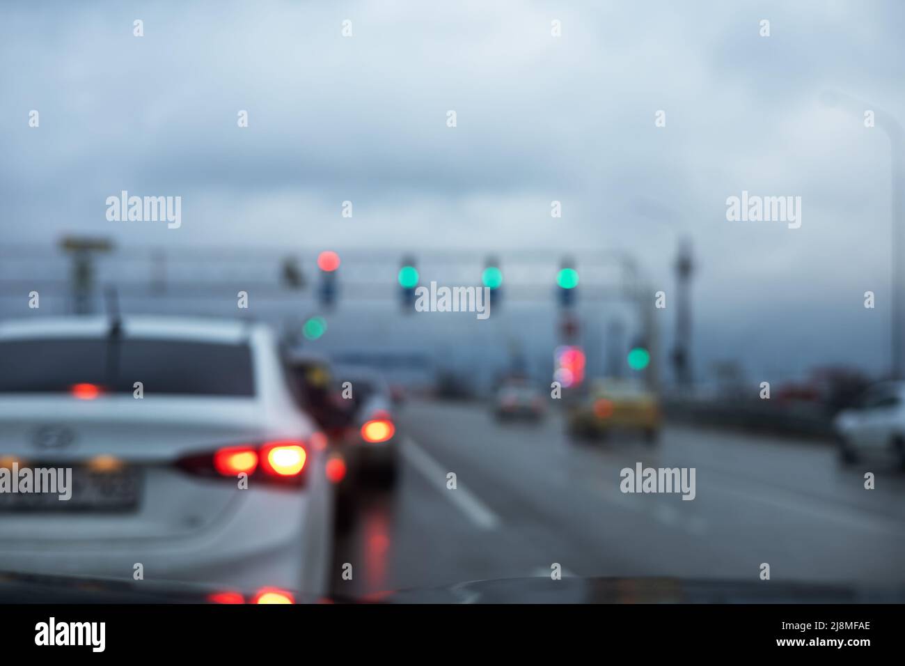 Blurred highway scene from a car window Stock Photo - Alamy