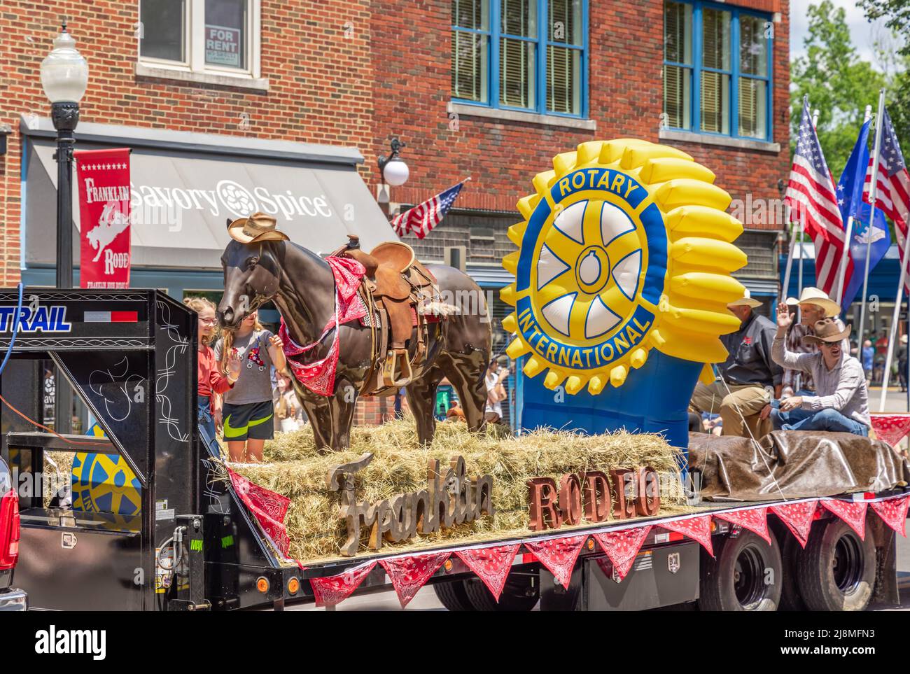 Rotary International parade float in the franklin rodeo parade Stock Photo