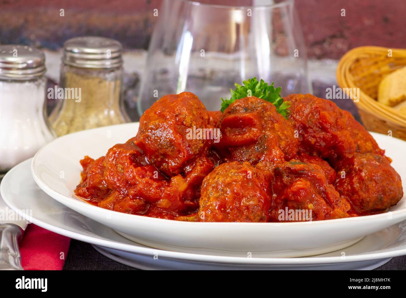 beef meatball with tomato sauce Stock Photo Alamy