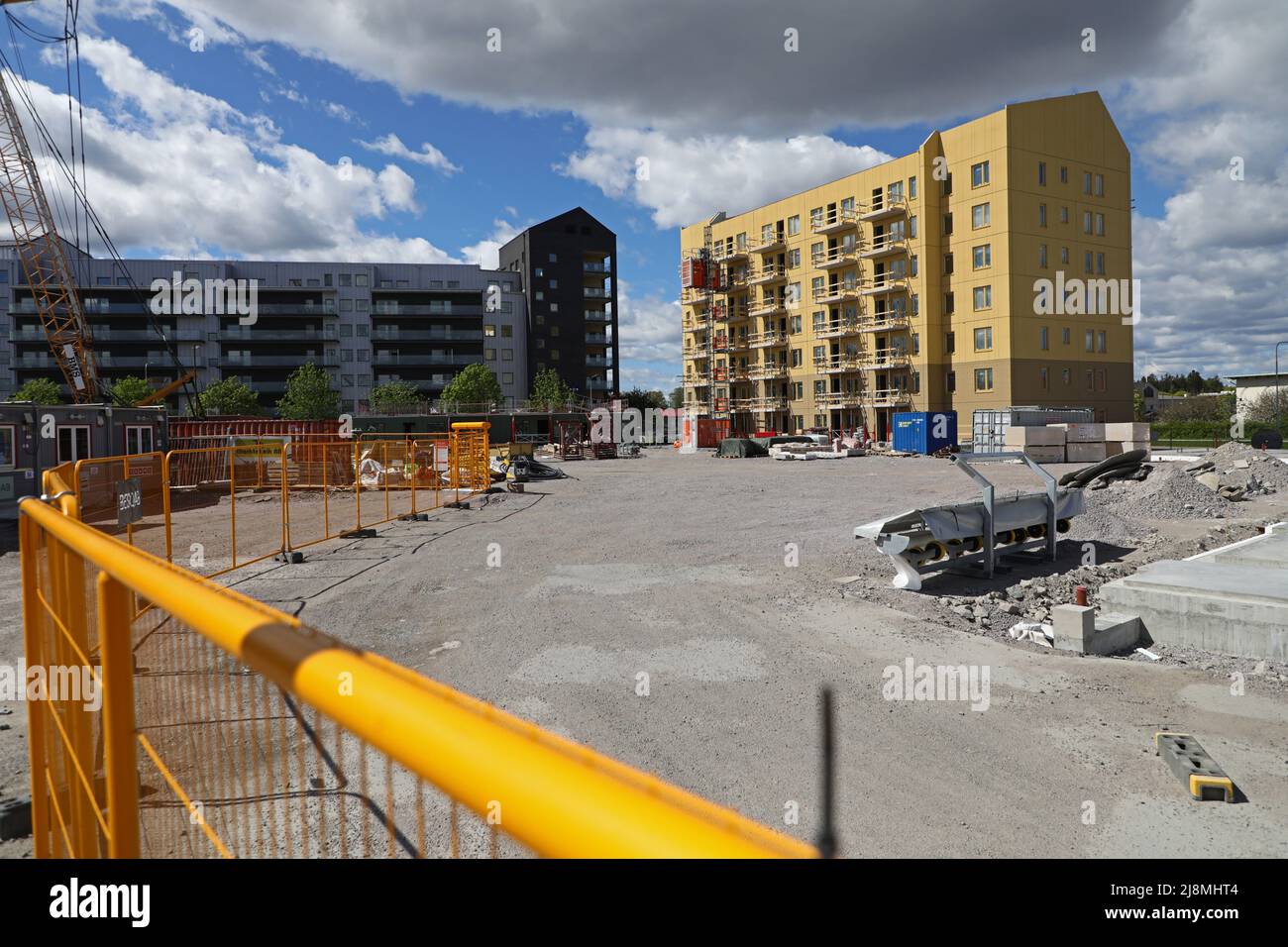 Construction site in a residential area, Uppsala, Sweden. Apartment