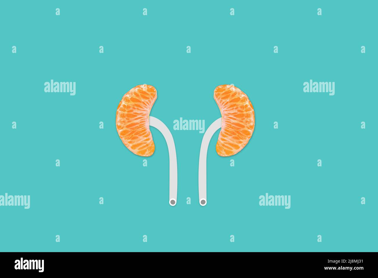Kidney shape with orange with isolated Cyan, Tan Colour background