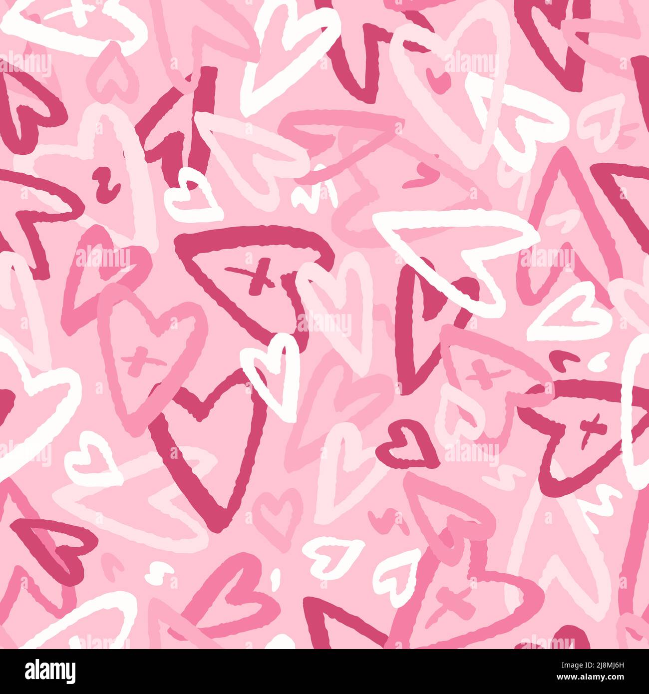 Light Pink Heart Shaped Graffiti Seamless Love Background