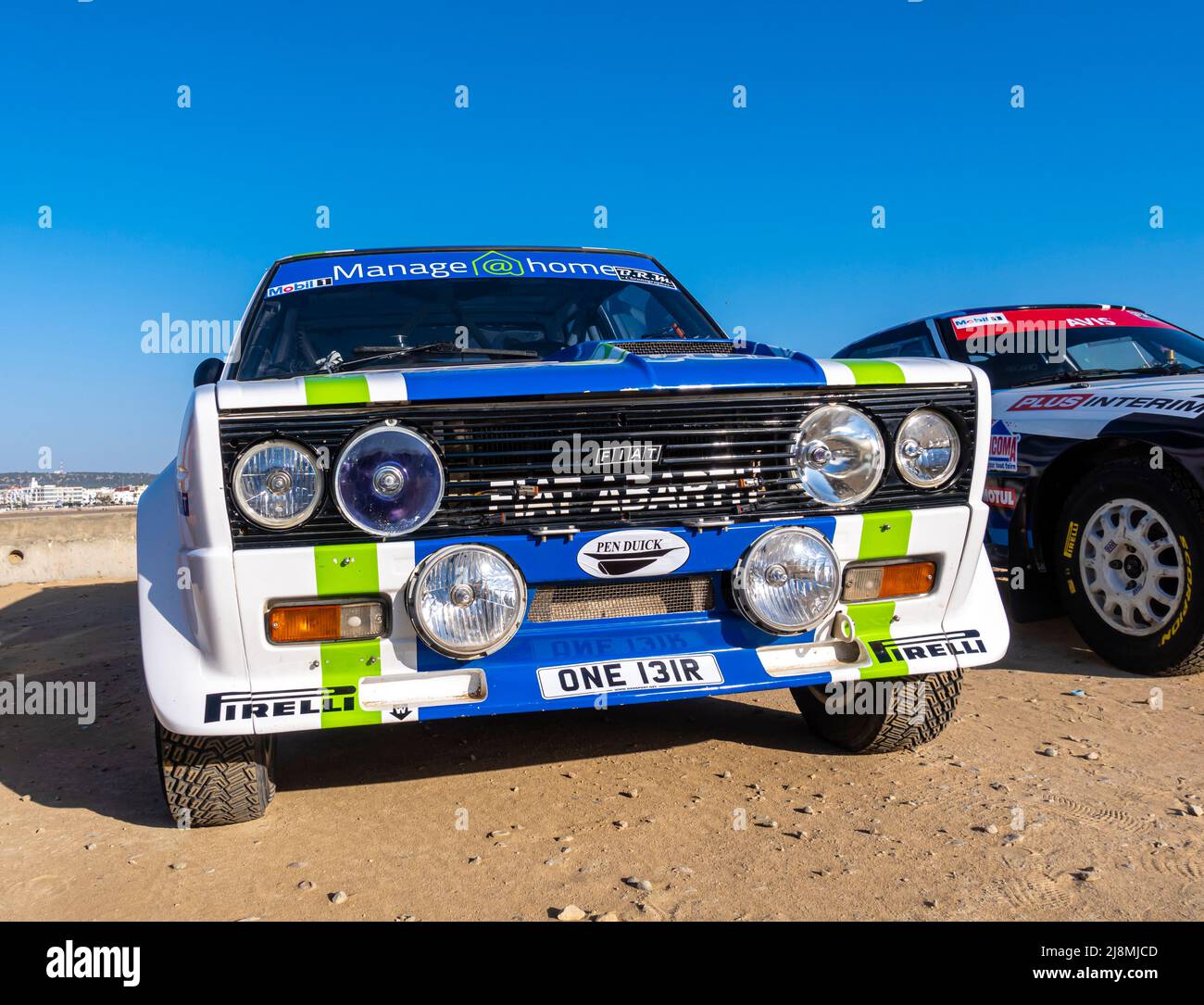 Fiat 131-S front, Mirafiori at Maroc Historic rally 2020 showcase event that took place May 16, 2022 in Essaouira, Morocco, North Africa Stock Photo