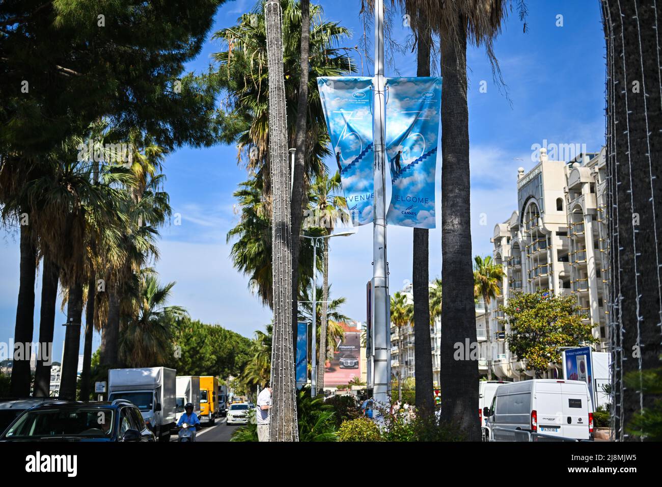 France. 16th May, 2022. Preparations are underway for the Festival de Cannes 2022 Cannes Film Festival in Cannes, France on May 16, 2022. (Photo by Lionel Urman/Sipa USA)| Credit: Sipa USA/Alamy Live News Stock Photo