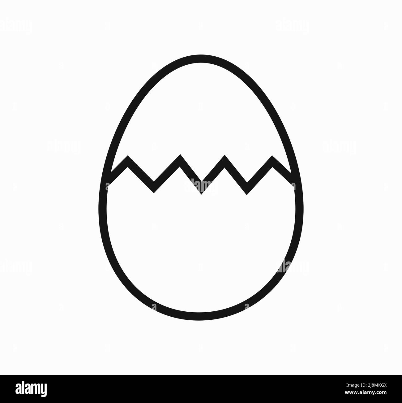Cracked egg line icon isolated on white background. Transparent outline