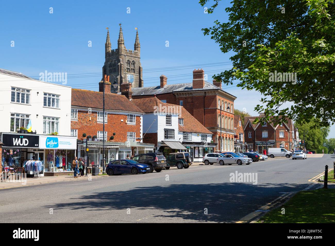 Tenterden high street, The Jewel of the Weald, bright and sunny may day, kent, uk Stock Photo