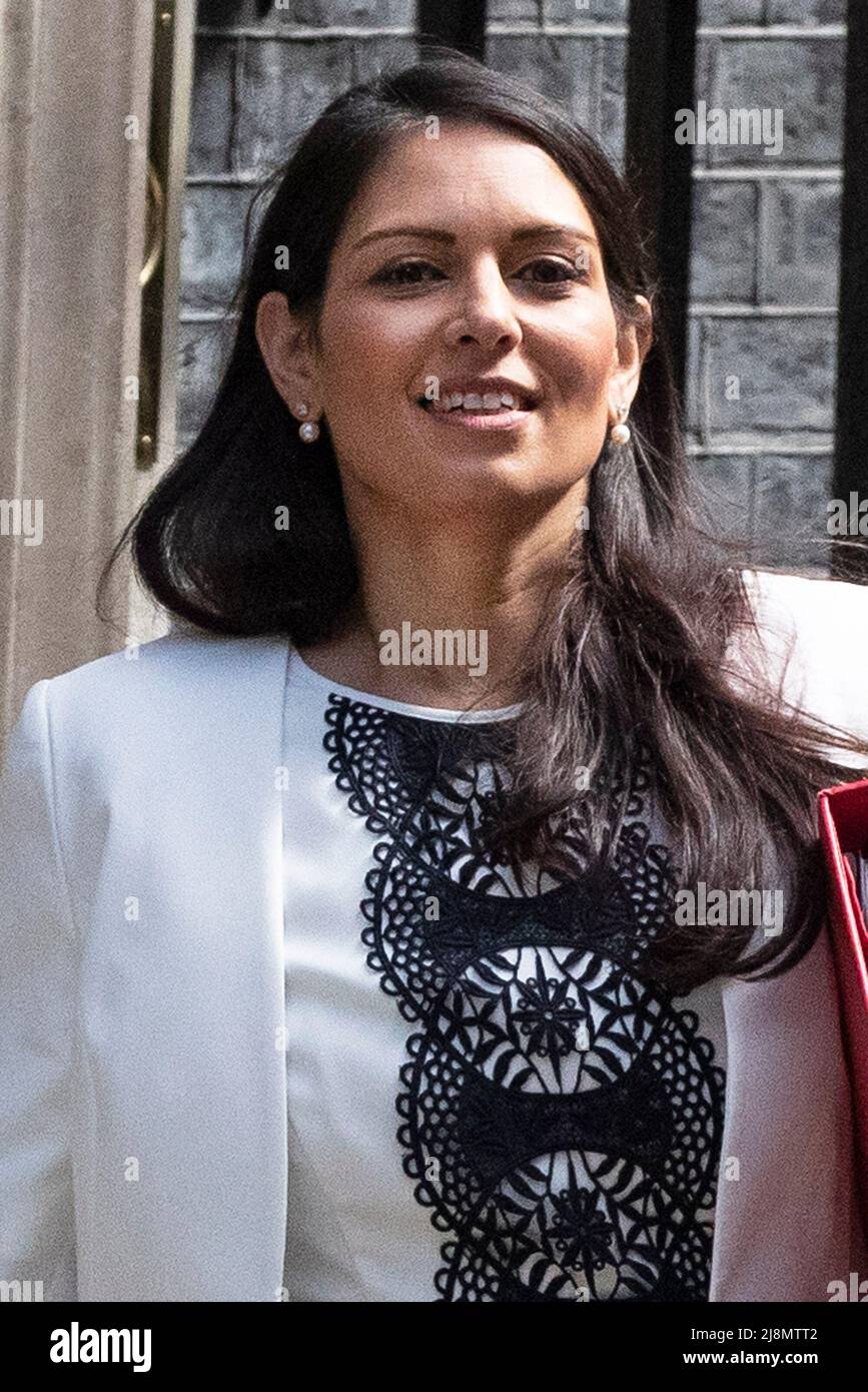 London - 17/05/2022. Credit: Home Secretary Priti Patel leaves 10 Downing Street after the weekly Cabinet meeting. Credit: Joshua Bratt 2022 Stock Photo