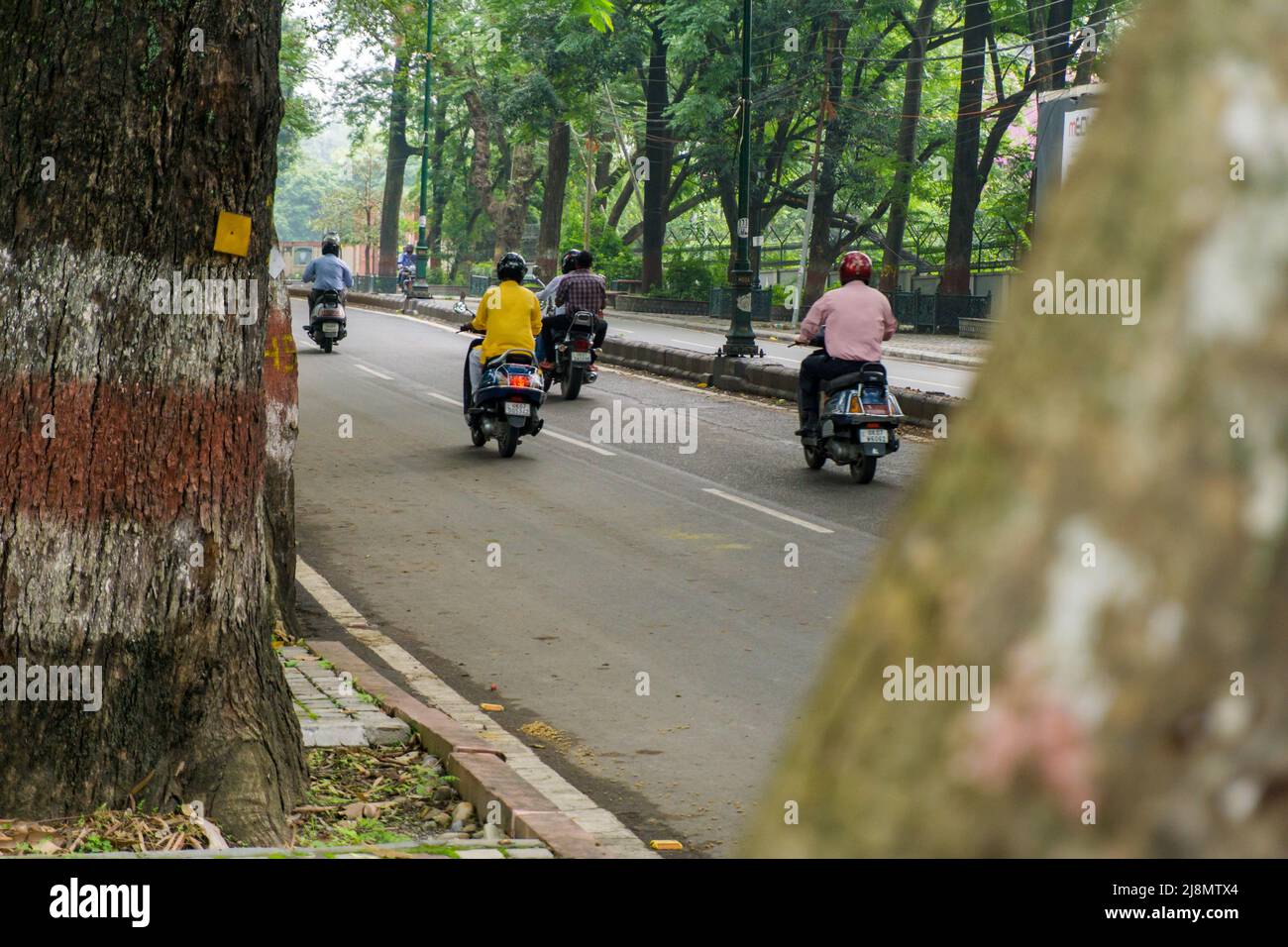 29th June 2020.Uttarakhand, India. Fast moving two wheelers in the city of dehradun, India. Stock Photo