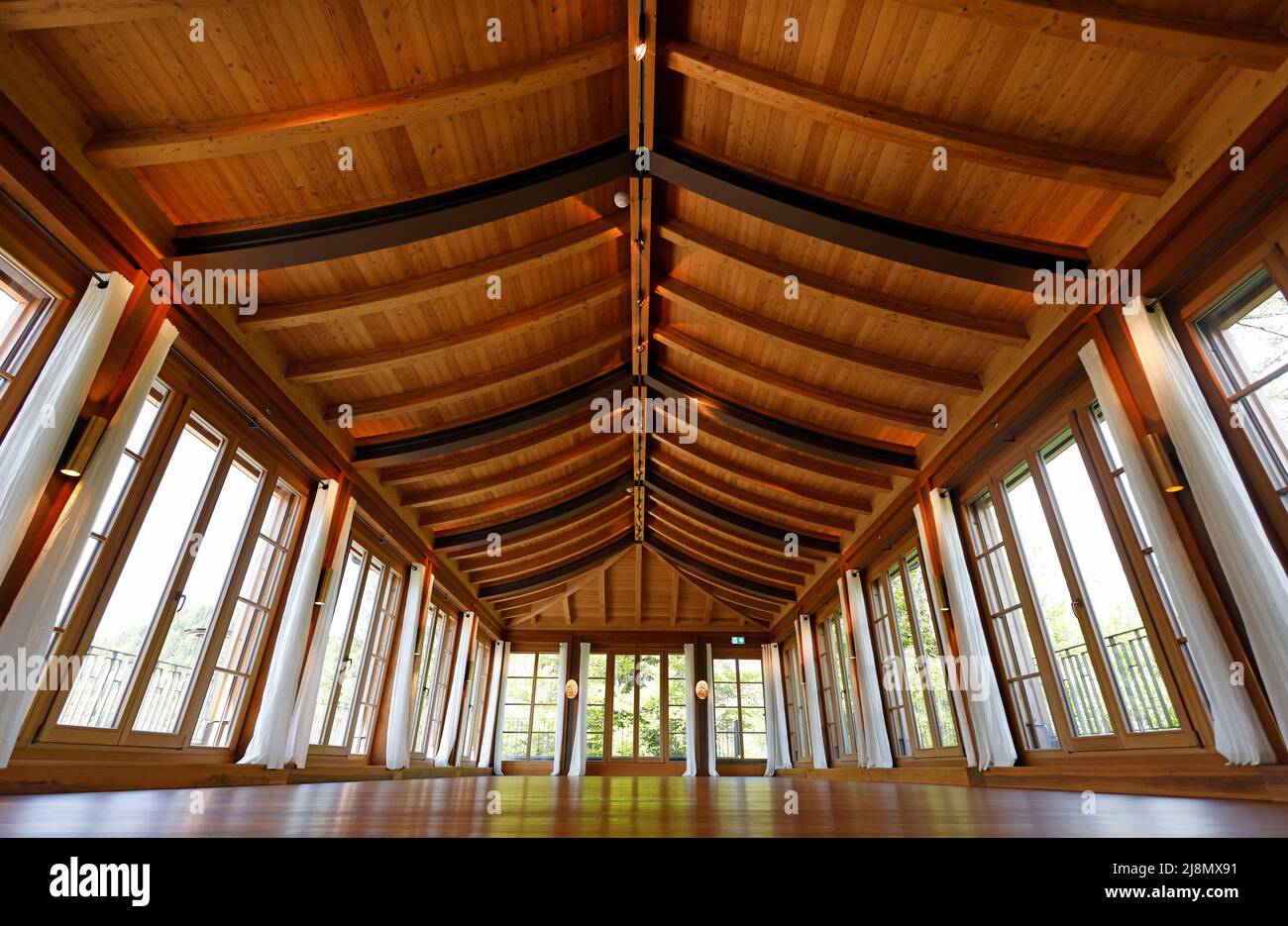A general view shows a pavilion for conferences in the hotel Castle Elmau, where the G7 Summit will be held in June 2022, in Kruen, near the southern Bavarian resort of Garmisch-Partenkirchen, Germany, May 17, 2022. REUTERS/Michaela Rehle Stock Photo