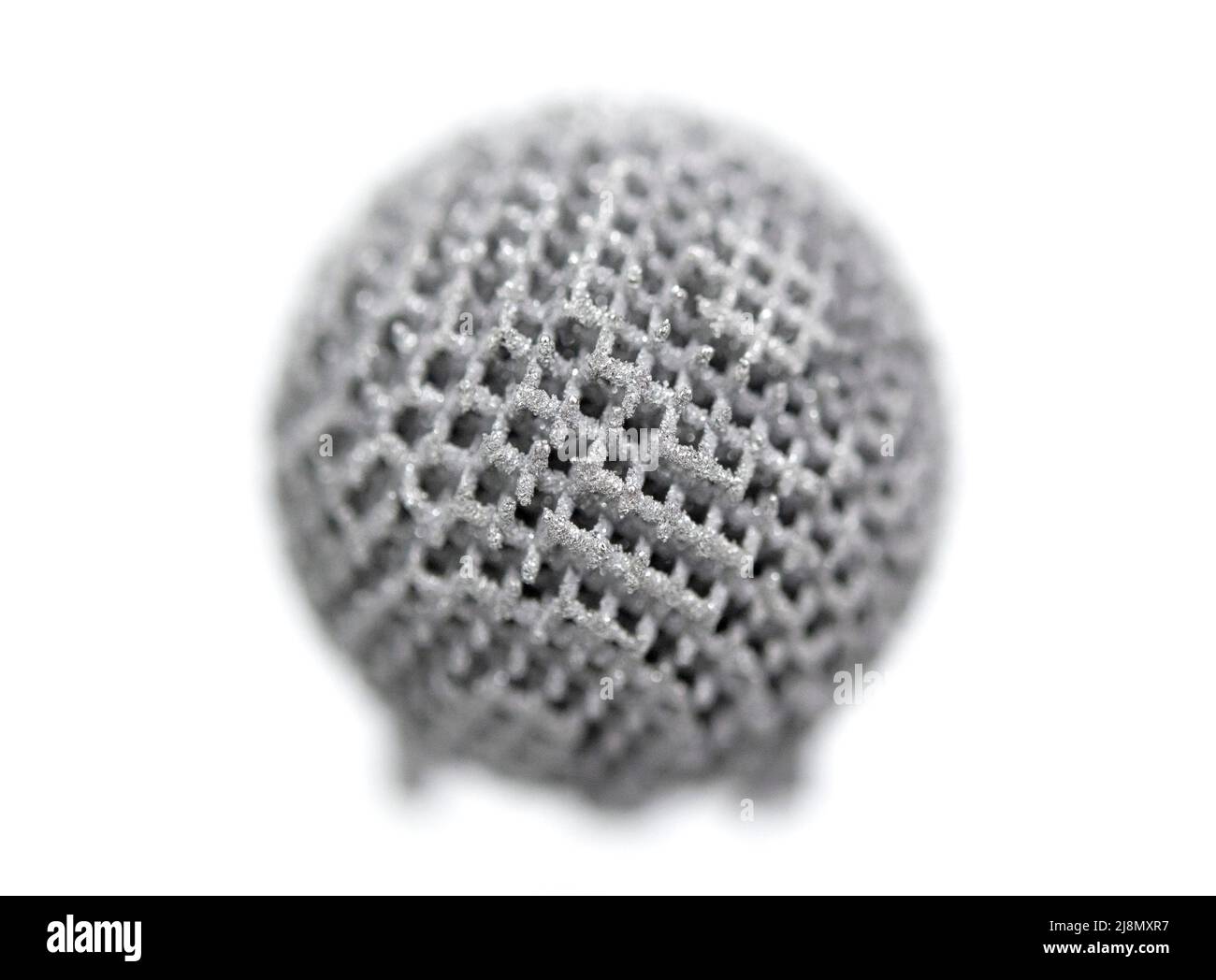 Models printed on 3D printer for metal macro. Object surface close-up. Stock Photo