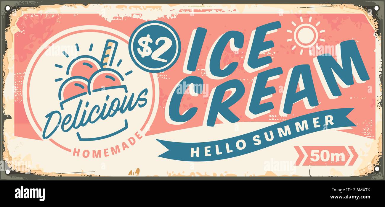 Ice cream retro sign template on pink background Vintage icecream Ice cream retro sign template on pink background Vintage icecream