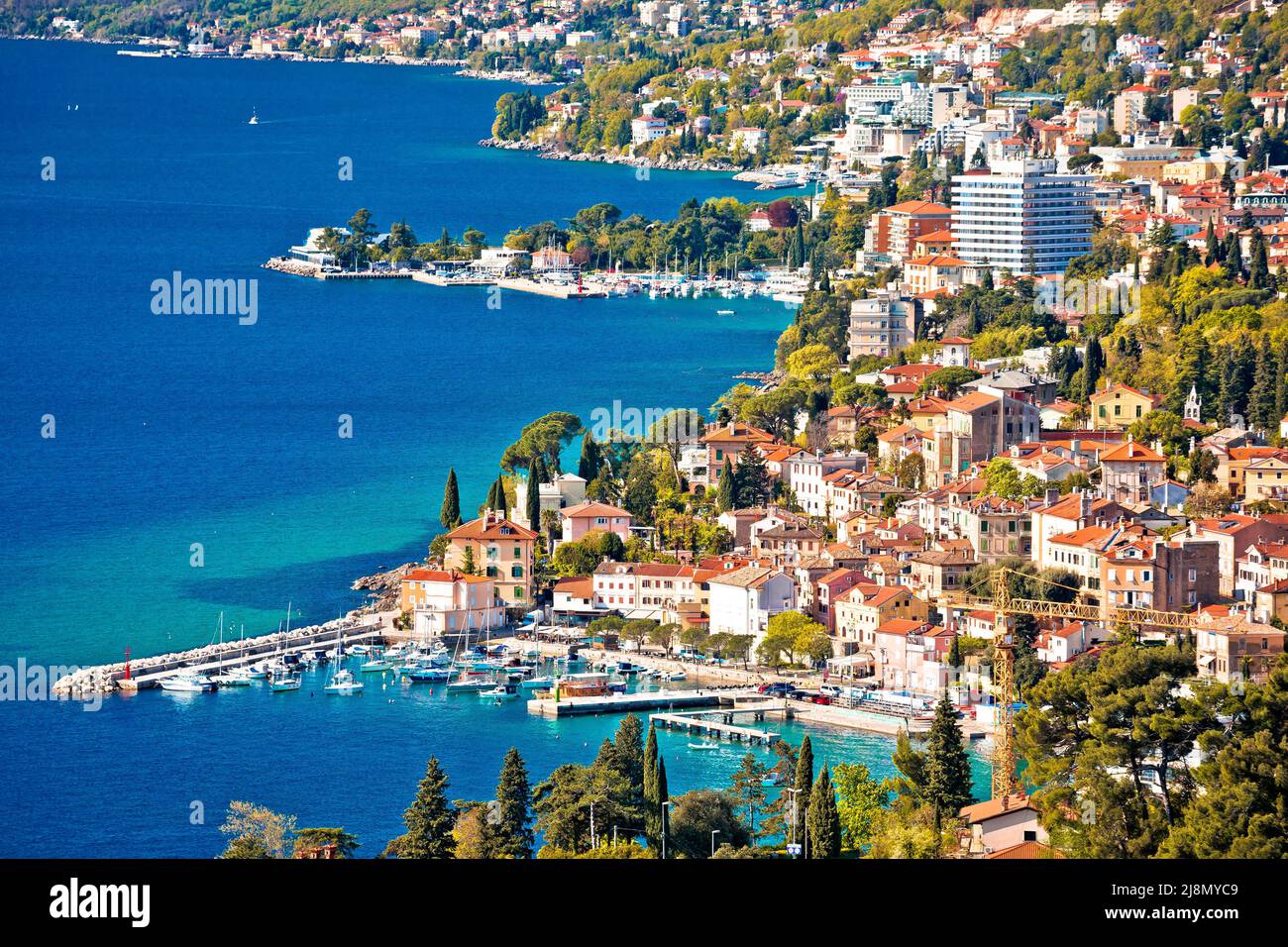 Opatija Riviera waterfront panoramic view, Kvarner bay of Croatia Stock Photo