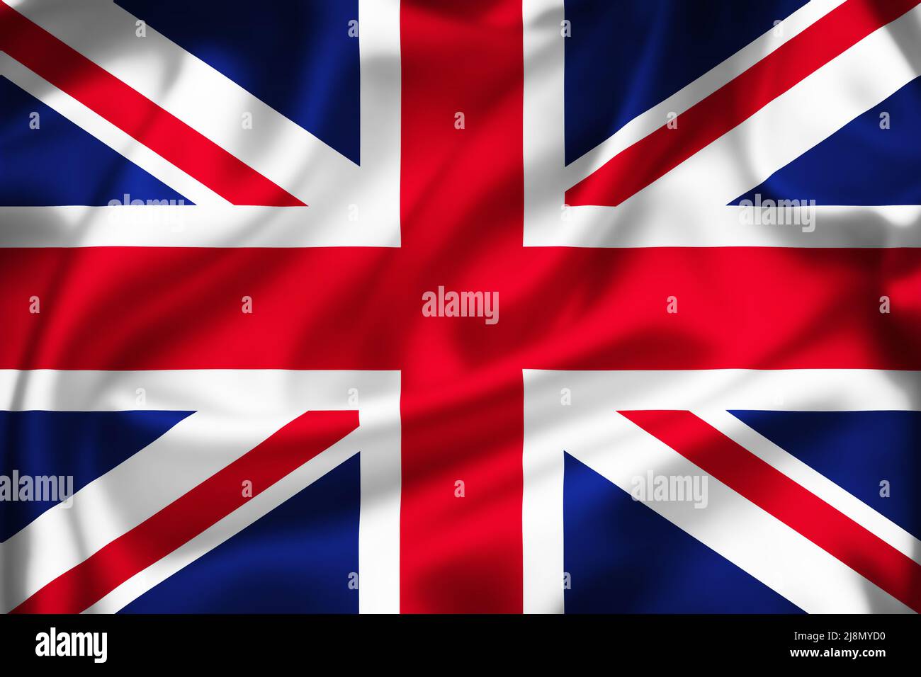 United Kingdom colorful silk flag illustration, country symbol of UK Stock Photo
