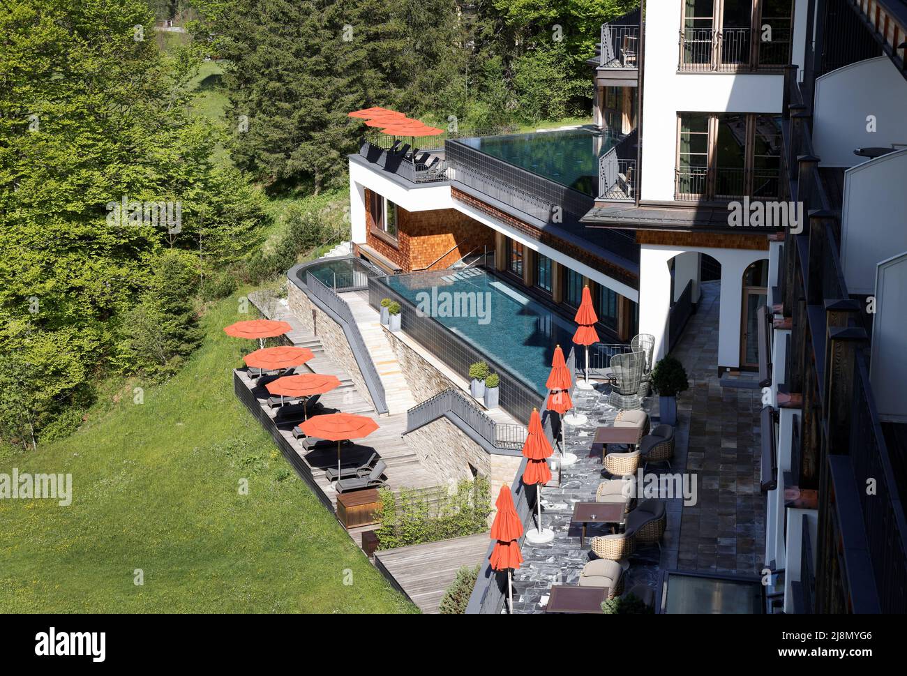 A general view shows the area around the hotel Castle Elmau, where the G7 Summit will be held in June 2022, in Kruen, near the southern Bavarian resort of Garmisch-Partenkirchen, Germany, May 17, 2022. REUTERS/Michaela Rehle Stock Photo