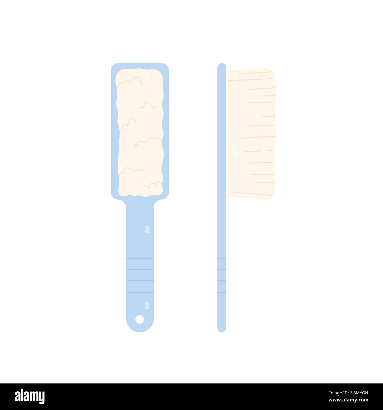 Scrubbing cleaning brushes. Housekeeping tool, washing and cleanising service vector illustration Stock Vector