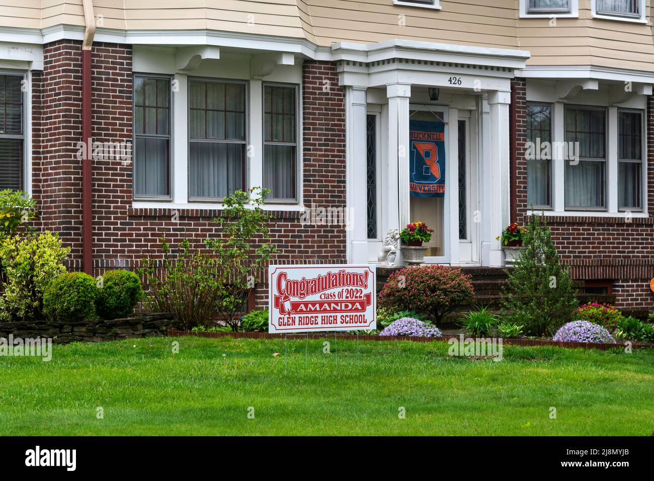 High school graduation poster. Glen Ridge, New Jersey, USA Stock Photo