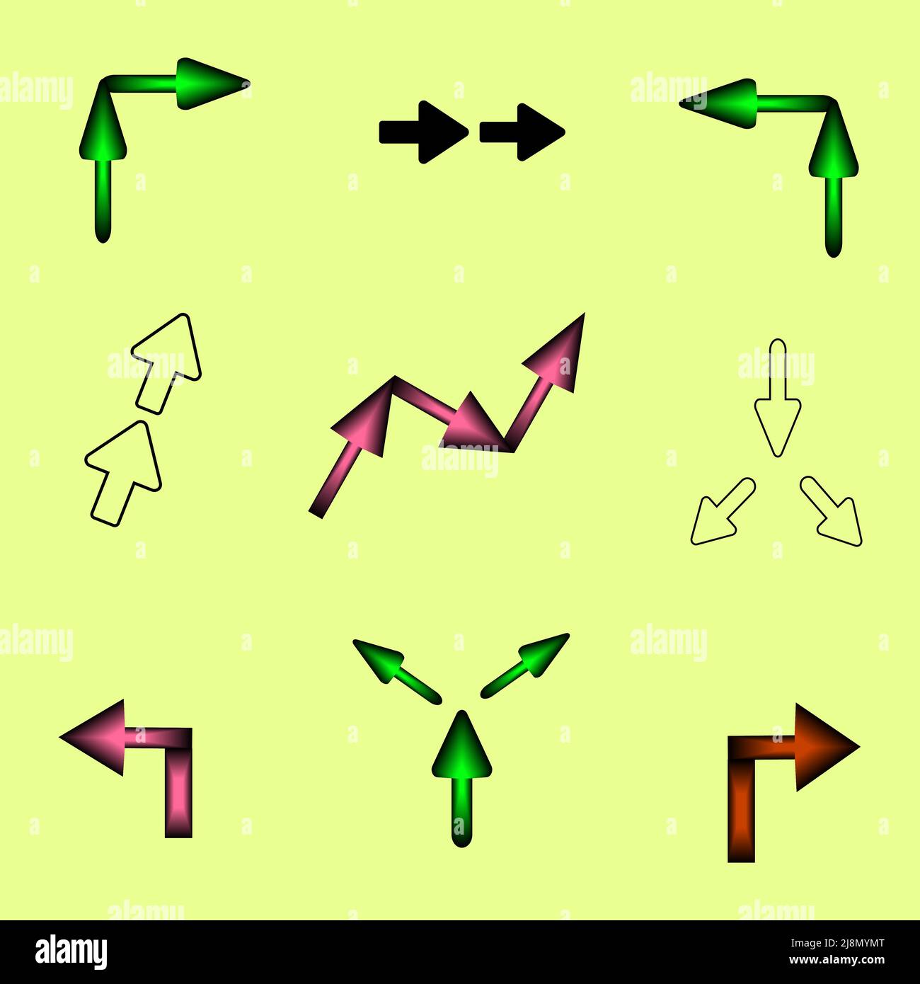 Set of arrow icons internet decoration abstract background vector ...