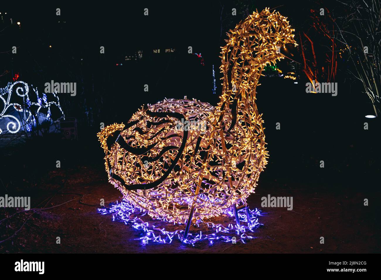 Duck light statue in The Magical Botanic Garden exhibit in The