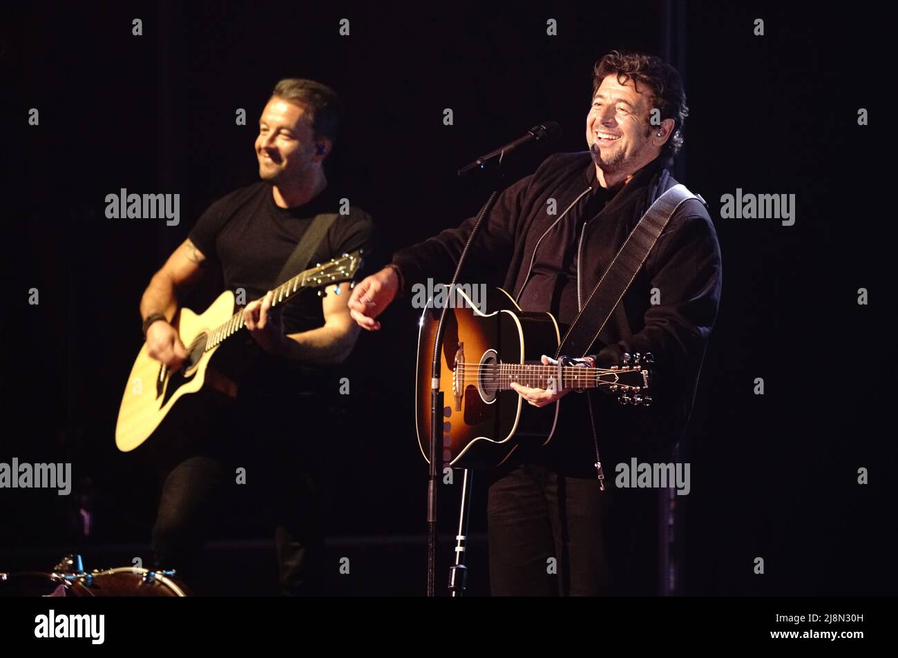 French singer Patrick Bruel in concert in Montreal. Stock Photo