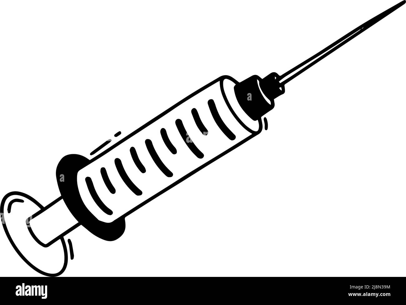 Syringe Medical Symbol Drawing. doodle icon. syringe. vector